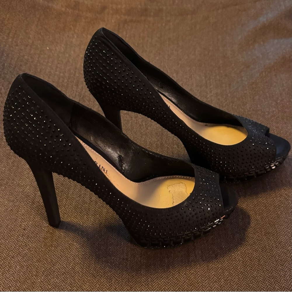 Gianni Bini Black Studded Peep-Toe Heels